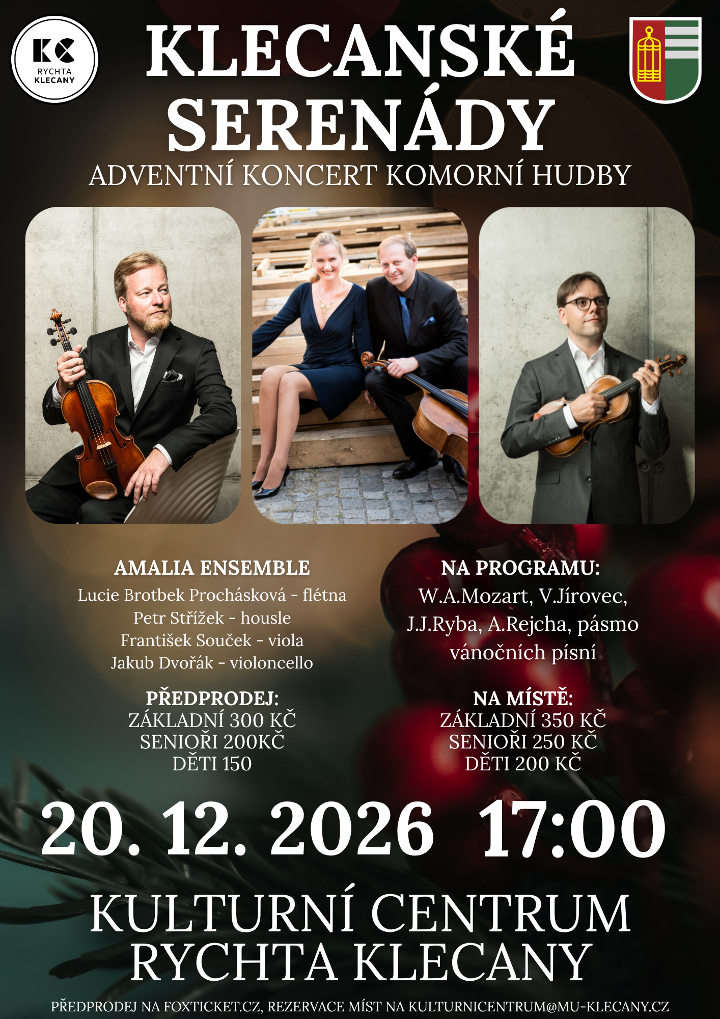 Plakát: Klecanské serenády: Adventní koncert komorní hudby