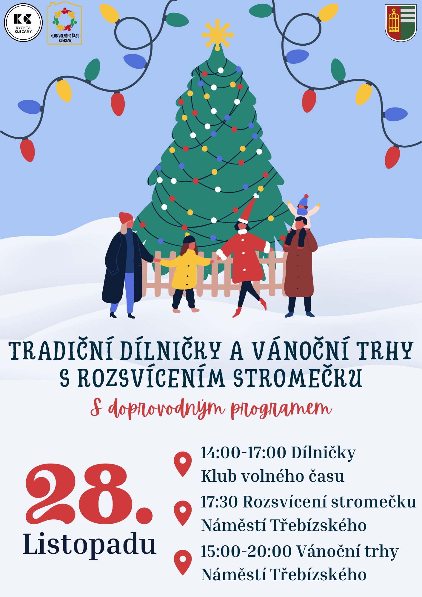 Plakát: Vánoční dílny a rozsvícení vánočního stromečku